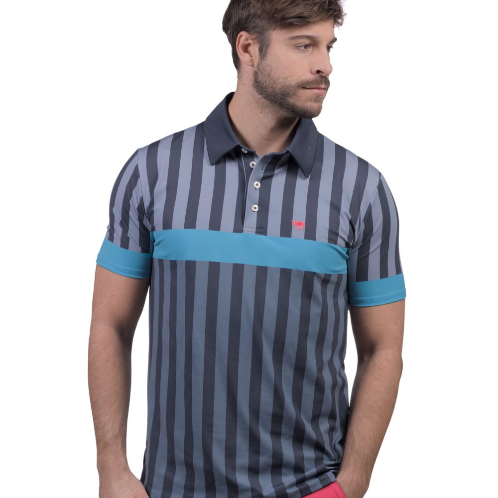 Polo Shirt Man Stripes Black